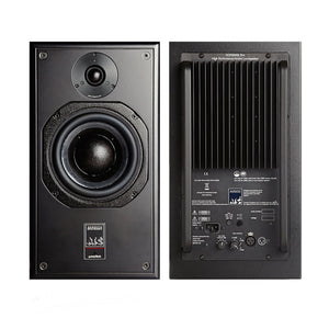 black atc scm20asl pro studio monitor front and rear view