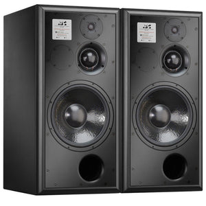 black atc scm50asl pro studio monitor front angled view