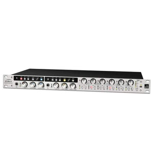 Audient ASP800 Eight-channel Microphone Preamplifier in white, top front view.