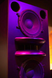 Augspurger Black Duo-12 Single Speaker angle view in sound studio.