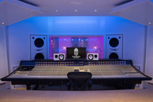Load image into Gallery viewer, White Augspurger Duo-15 Speaker System front view in music studio.