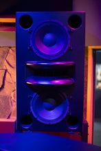 Load image into Gallery viewer, Black Augspurger Duo-12 Single Speaker front view in sound studio.