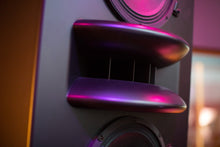 Load image into Gallery viewer, Black Augspurger Duo-12 Single Speaker angle close-up view in sound studio.