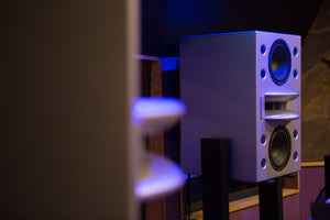 Augspurger Duo-8 Single Speaker on Stand in music studio.
